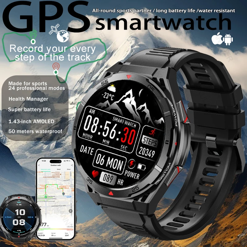

Original Ultra HD GPS Smartwatch, Amoled Display, Built-in GPS, BT Call, 10ATM Waterproof Smart Bracelet, New, 2025 Men watch