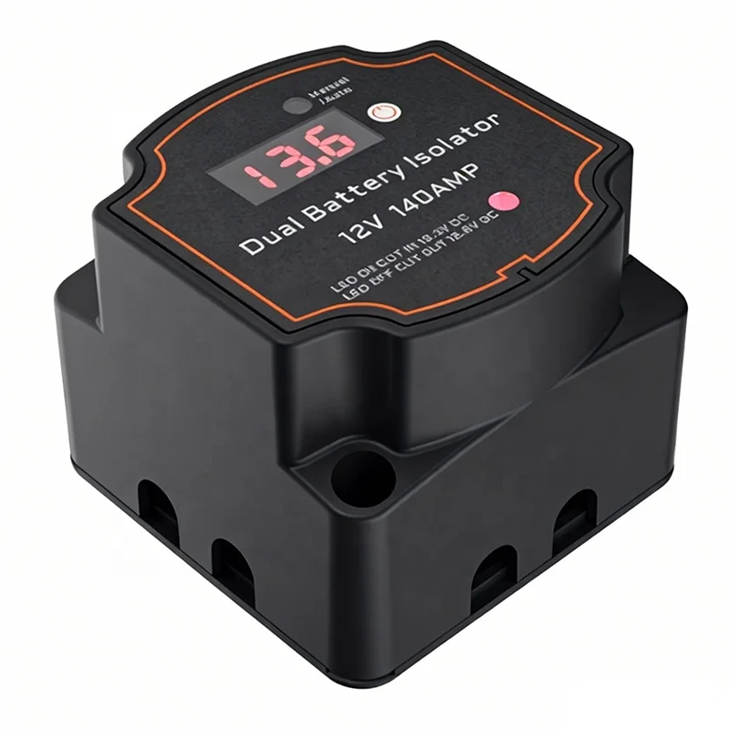 12V 140Amp Smart Dual Battery Isolator Kit Manual/Auto Modes VSR-Voltage Sensitive Relay Switch with LED Screen