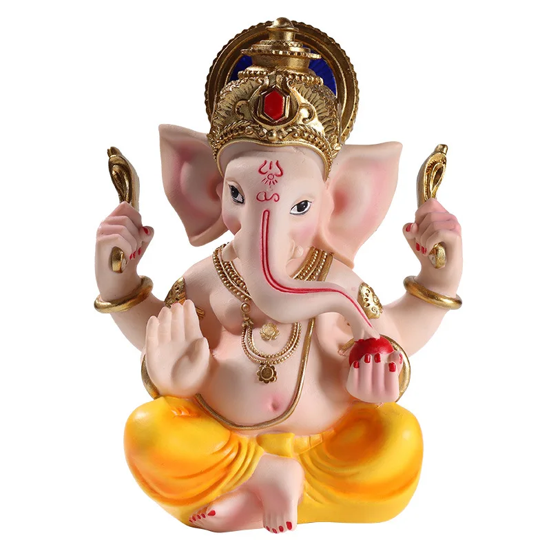 Resin Indian elephant god painted statue Southeast Asian Buddha statue High quality home living room, room feng shui statue