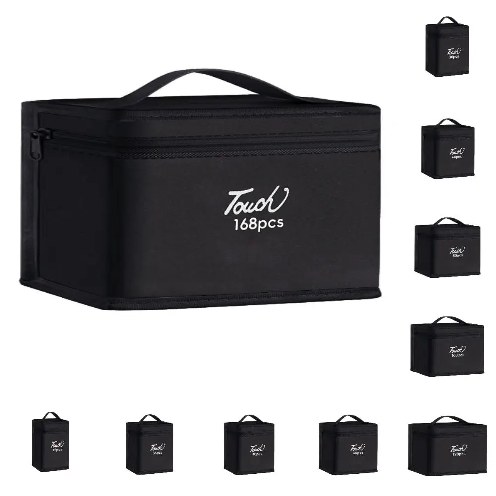 Black Color Marker Pens Storage Bag 12-168 Count Zippered Closure Zippered Canvas Pouch Functional Storage Massive Storage