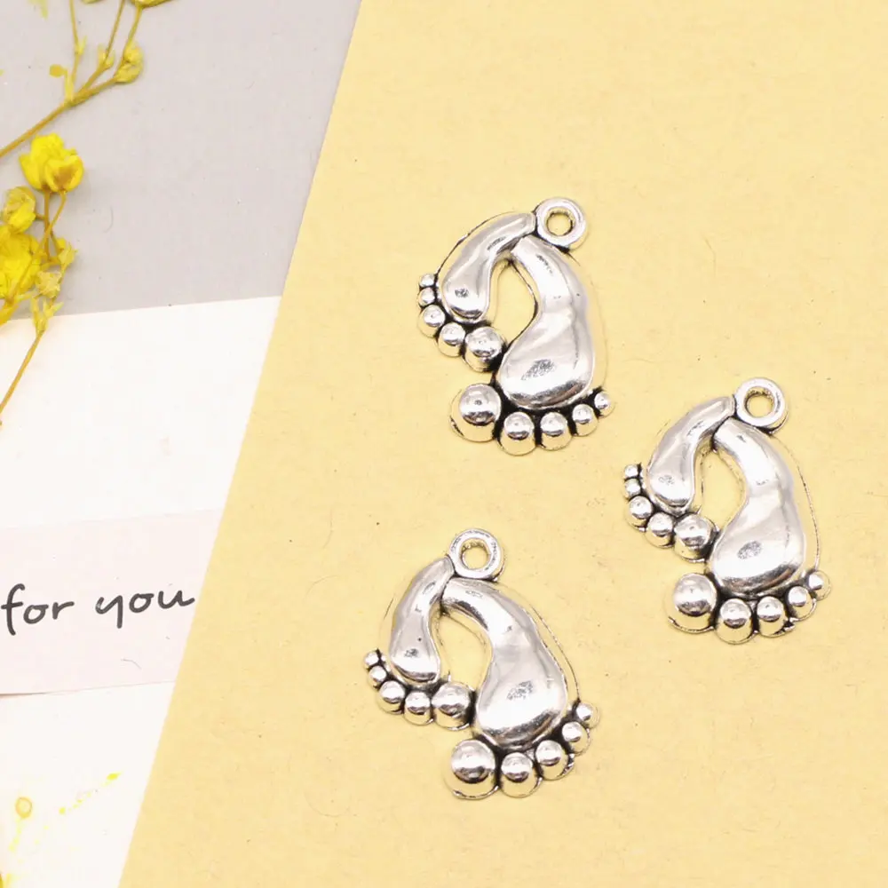 Trendy Jewelry Children Diy Charms Foot Antique Silver Color Men Pendant 9x20mm 10pcs