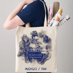 Borsa per la spesa estetica indaco rm Totes grande Shopper Namjooning Tote Bag in tela Tote Bag Shopping Bag Eco Friendly Bag Art Bag