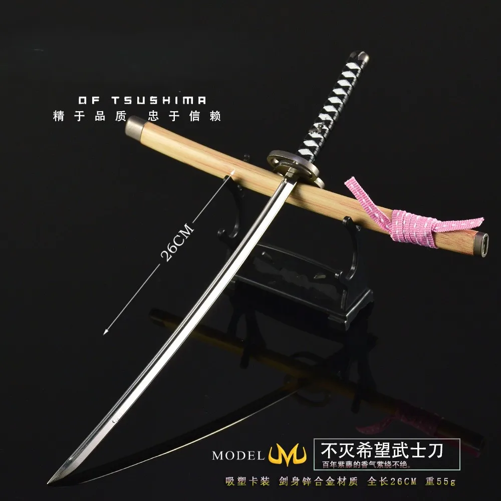 كاماكورا عصر لا قابل للتفكيك الأمل سيف ساموراي 26 سنتيمتر لعبة الشكل الطرفية المعادن كاتانا نموذج تمثال سطح المكتب هدية عيد ميلاد لعبة #4