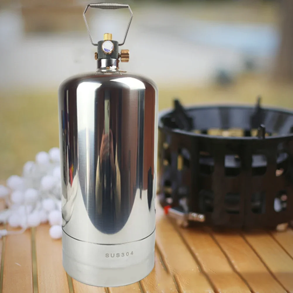 

Outdoor Cooking Gas Container 530g-1280g Refillable Gas Cylinder Double Valve Switch Easy Storage Lightweight Portable