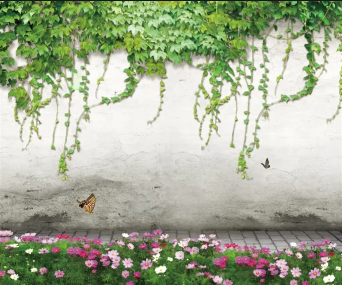 

Пользовательские кирпичные обои фото кирпичная стена зеленые листья цветок виноградная лоза стена ТВ фон настенные фрески гостиная спальня обои