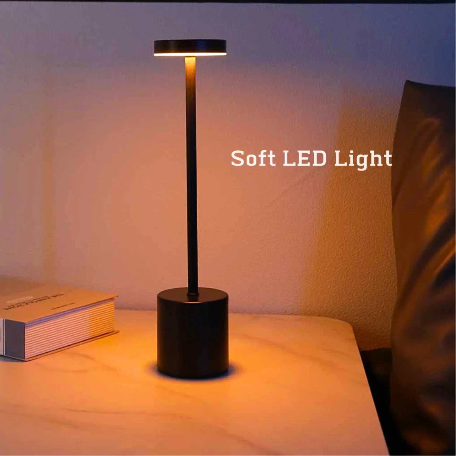 Simple LED Rechargeable  Metal Table Lamp Three Colors Bedside Creative Ambient Light  Outdoor Decoration Night Light