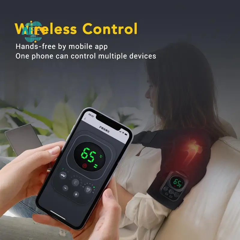 

AEE4-беспроводной плечевой бандаж с подогревом EMS, плечевой бандаж с подогревом, грелка для плеч с массажным массажером для плеч