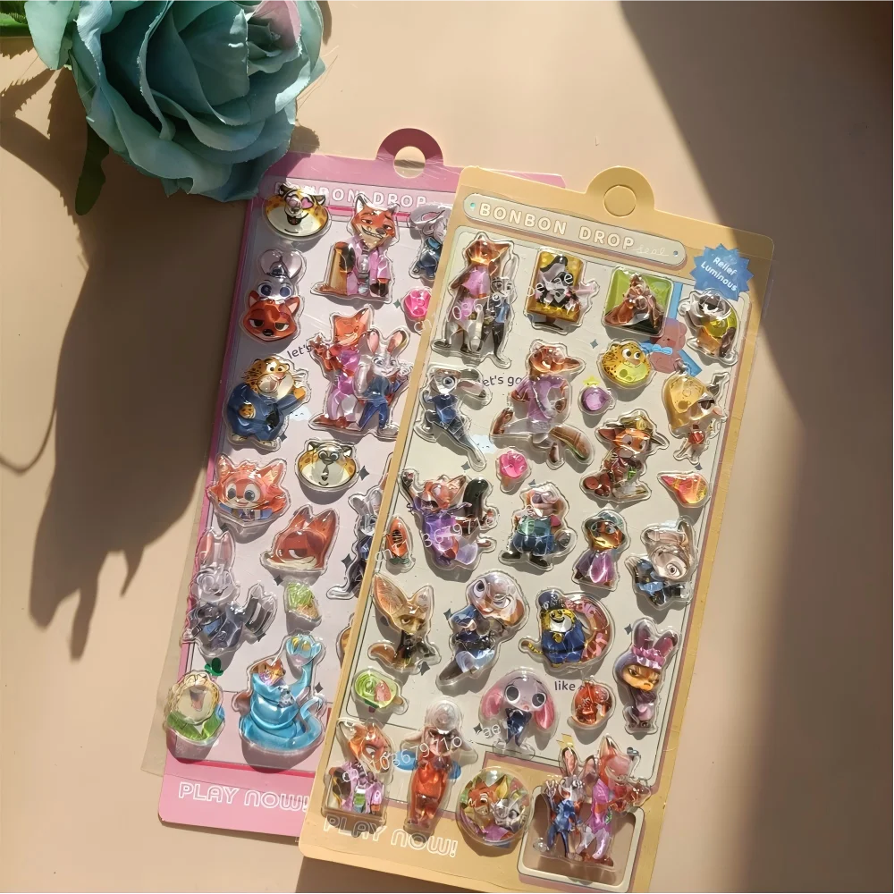 @4 個アニメズートピアディズニーシリーズ 3D ステッカー漫画ラップトップ荷物ステッカー装飾文具ステッカーギフト