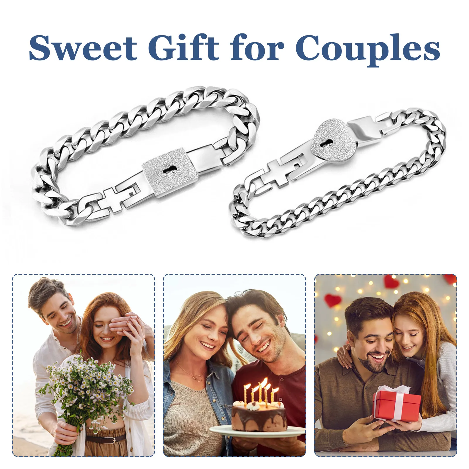 

Пара концентрических браслетов из нержавеющей стали, унисекс, для пар, легкие, износостойкие, модные, повседневные аксессуары, подарок