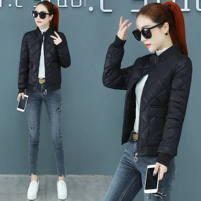 Zip-up Yellow Lightweight Padded Women's Cotton Coat Quilted Lady Parka Loose Down Jacket Casual 2025 Trend High Quality Elegant