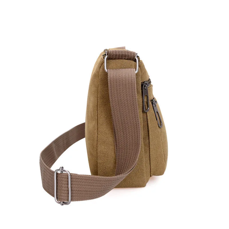 Fashion Men Messenger Bag Leisure Shoulder Bag High Quality Canvas Travel Crossbody Bag Solid Color Outdoor Handbag Tote Bag