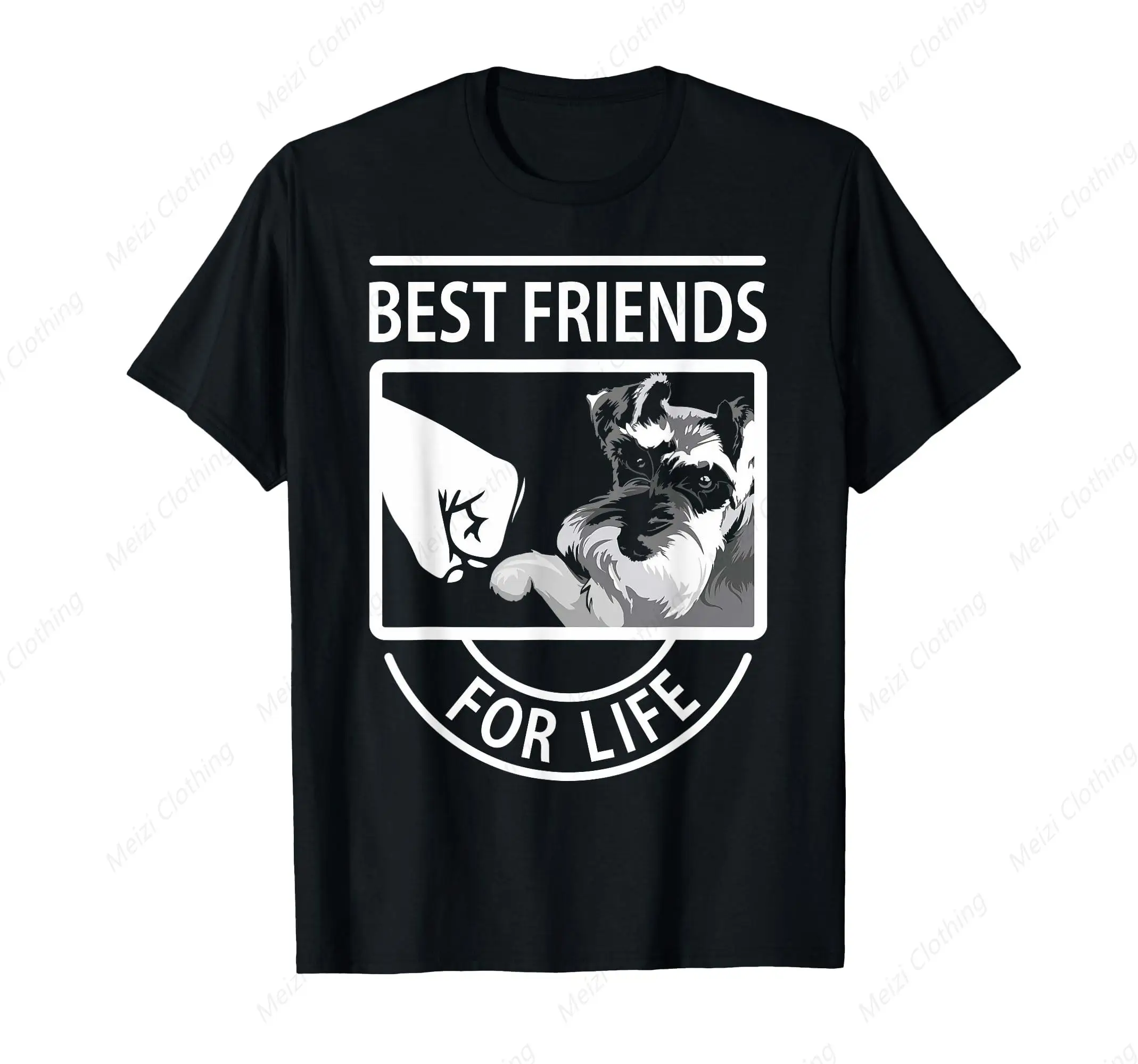 Schnauzer Lifetime Friend T-Shirt Men's Cotton Fashion Clothes Round Neck Gift Short Sleeve