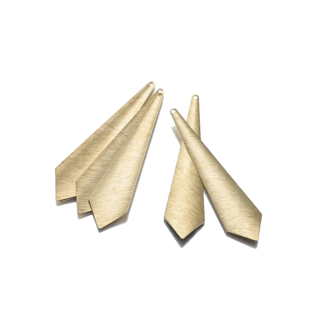 10Pcs Raw Brass Textured Geometric Triangle Charms Arrowhead Shaped Bar Pendant For Diy Earring Necklace Jewelry Making Findings