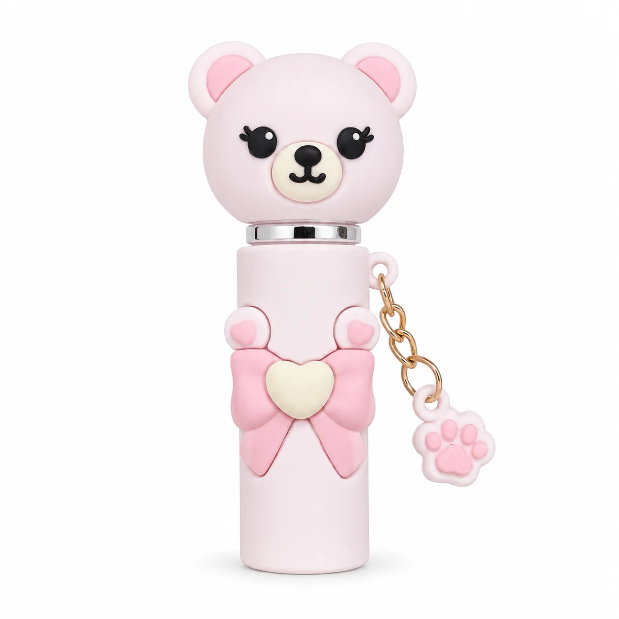 Cute Bow-Knot Teddy Bear Mini Refillable Perfume Spray Bottle, with Paw Print Pendant Keychain, Portable Travel Fine Mist Sprayer, Detachable Teddy Bear Cap Fragrance Container, Girly Pastel Fragrance Sprayer, Cute Gift for Girls and Women