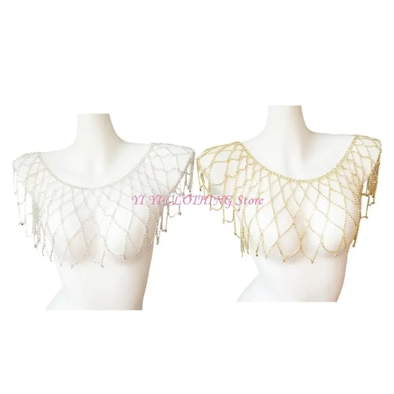 

N5KF Модные стразы Антиузы Плечо Плечо Шаль с hollowout Design Женская вечеринка аксессуальная одежда формальная одежда