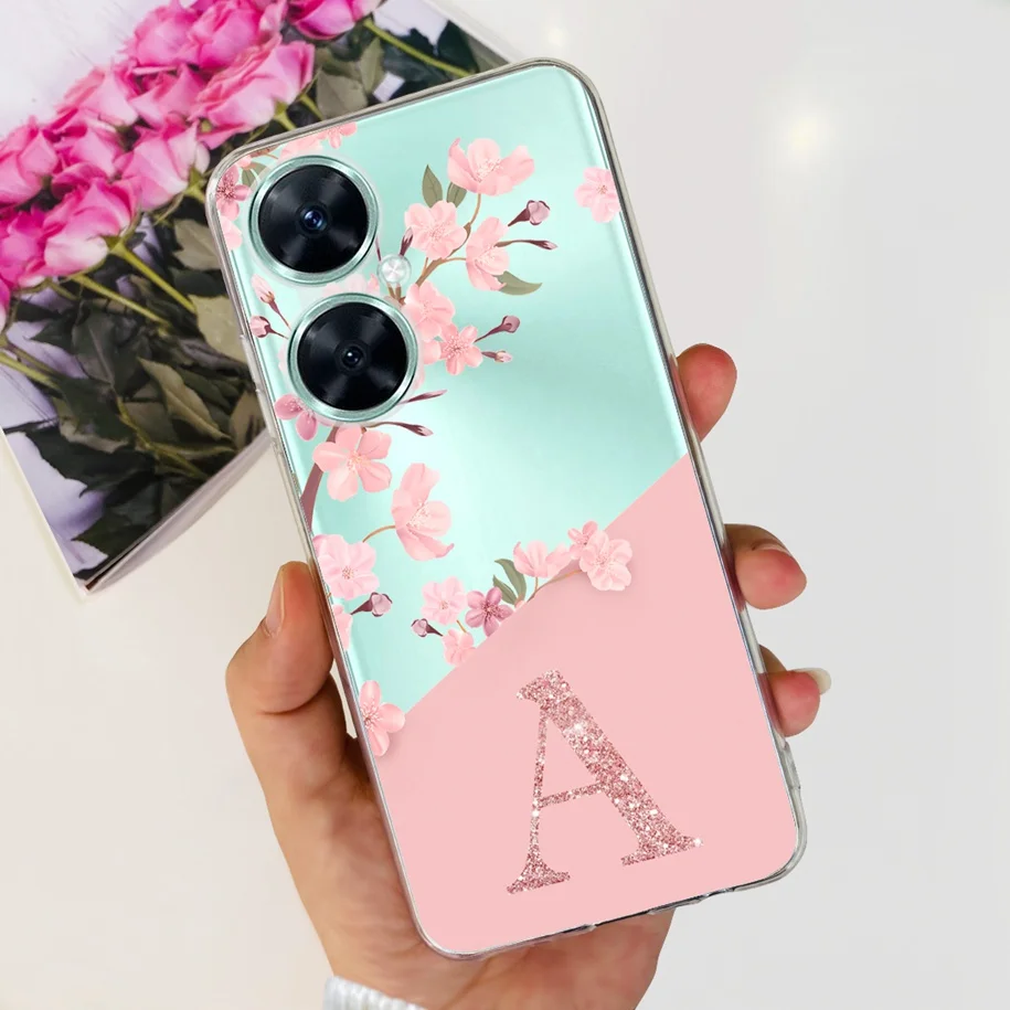 For Huawei Nova 11i Case MAO-LX9 Transparent Cover Fashion Flower Letters Soft Silicone Phone Case For Huawei Nova11i 11 i Coque