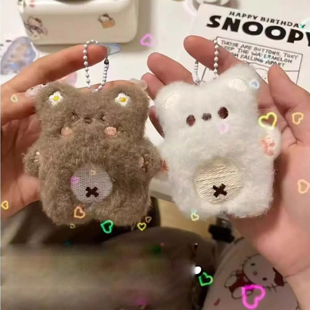 Porte-clés ours en peluche doux pour couple, joli pendentif ours couineur, jouets de dessin animé