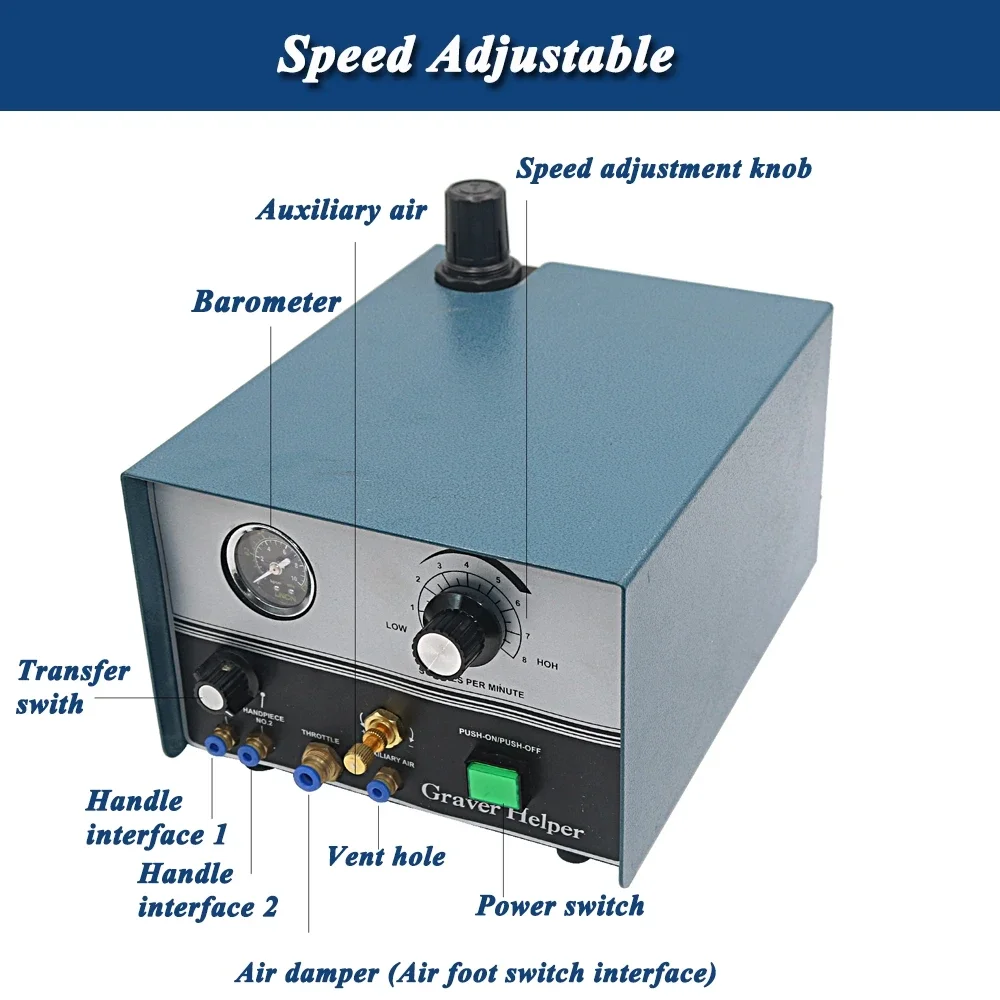 

220 В/110 В пневматический гравировальный станок с двойной головкой, ручной гравировальный станок, ювелирные инструменты с двумя помощниками гравера