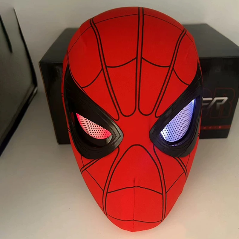 Mascara Spiderman Headgear Mask Cosplay Moving Eyes Electronic Mask Spider Man 1:1 Remote Control Elastic Toys Adults Kids Gift