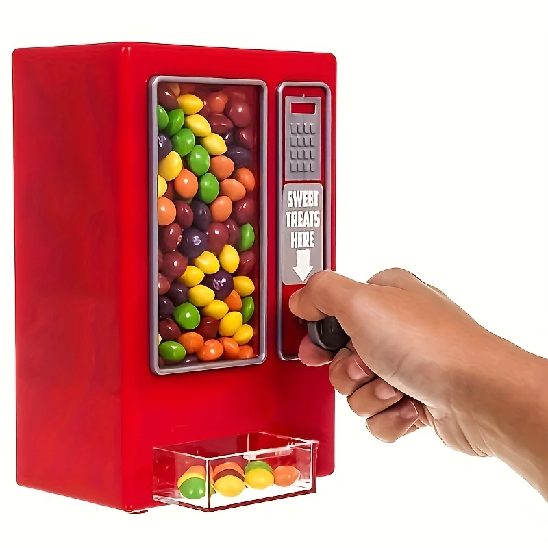 Mini Dispensador de Dulces, Máquina Expendedora Retro de Escritorio, Caja de Almacenamiento de Snacks, Dispensador de Golosinas con Palanca Manual para Niños, Hogar y Oficina