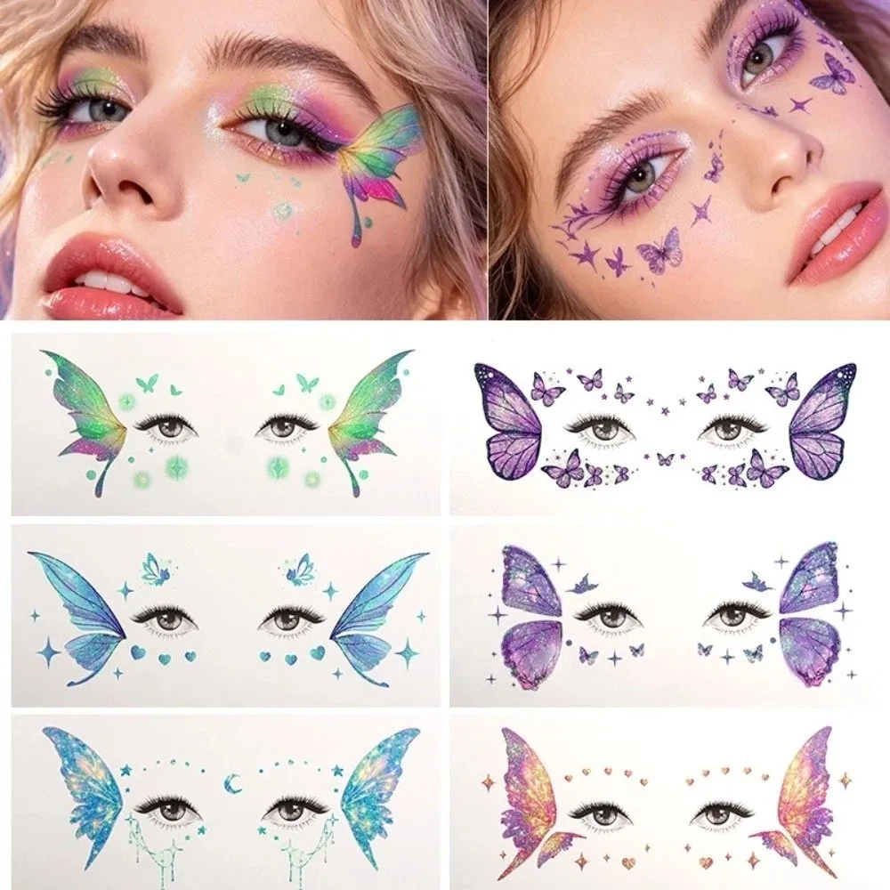 

Waterproof Glitter Butterfly Face Tattoo Star Heart Realistic Face Tattoo Sticker Convenient DIY Face Temporary Tattoo