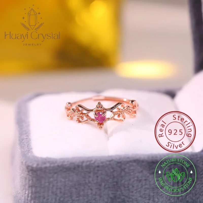 

Vintage Openwork Floral Genuine Natural Ruby Ring 925 Sterling Silver Ring Women Fine Jewellery Gift