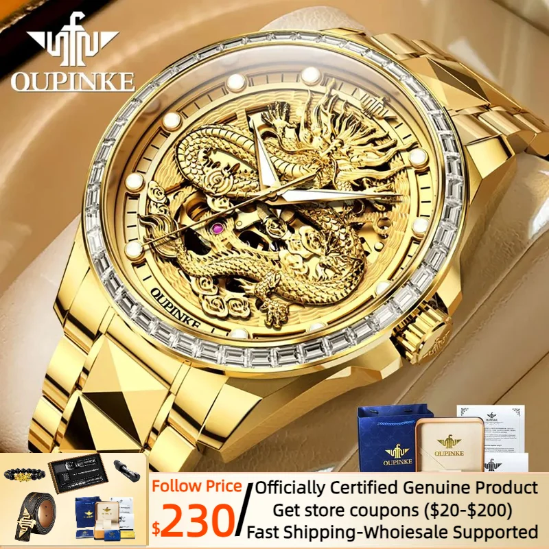 

OUPINKE 3276 Golden Wristwatch for Men Imported MIYOTA Movement TOP Luxury Watch Men