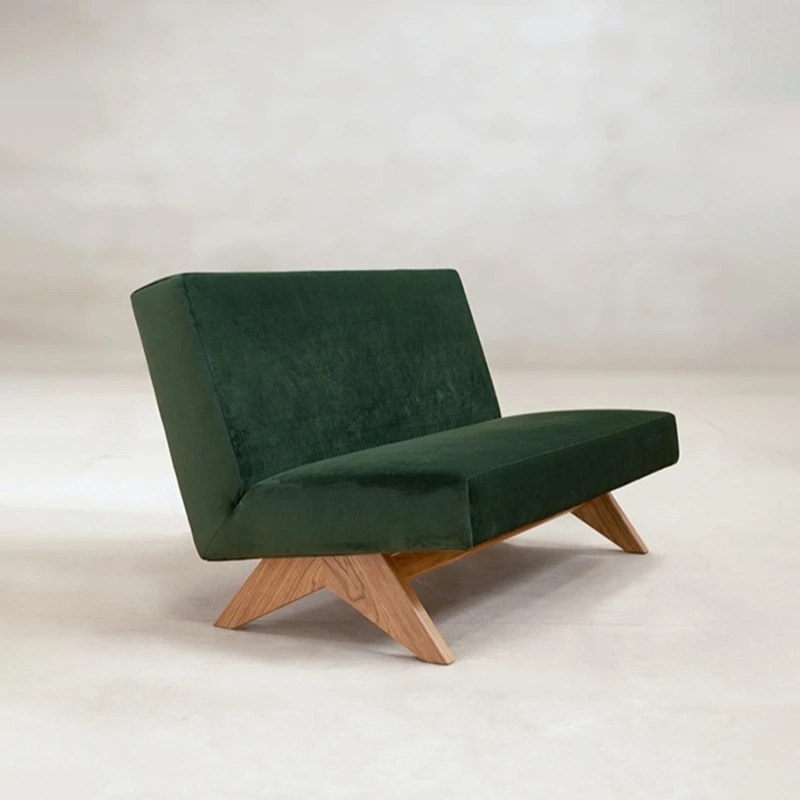 

French vintage wabi-sabi style furniture solid wood double homestay second-hand small apartment type small sofa without armrests