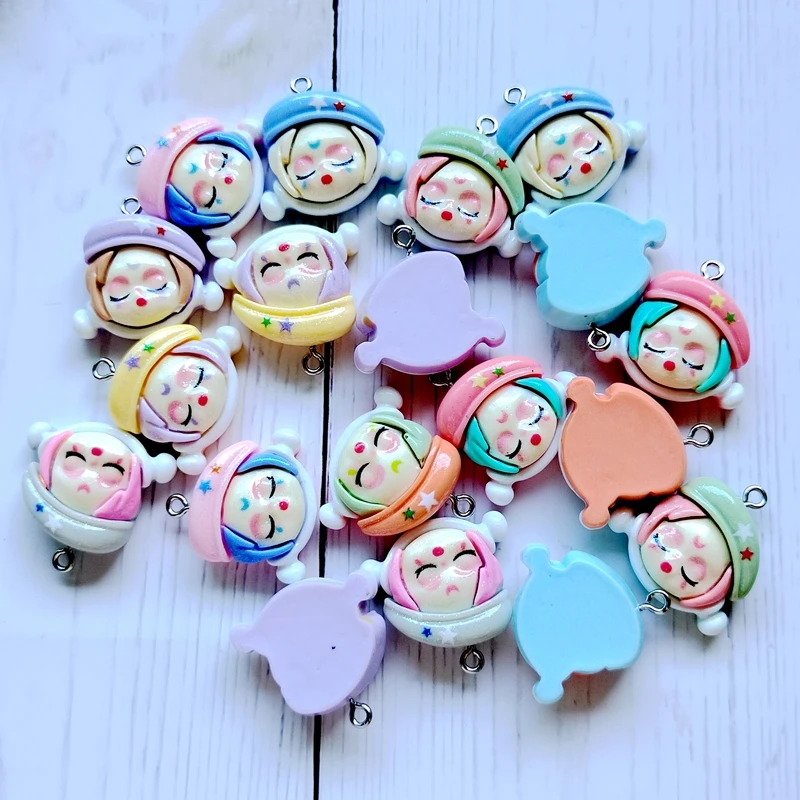 10PCS Cute Shiny Cartoon Makeup Pop Girl Resin Pendant Fashion Dangle DIY Necklace Bracelet Earrings Keychain Accessories S068