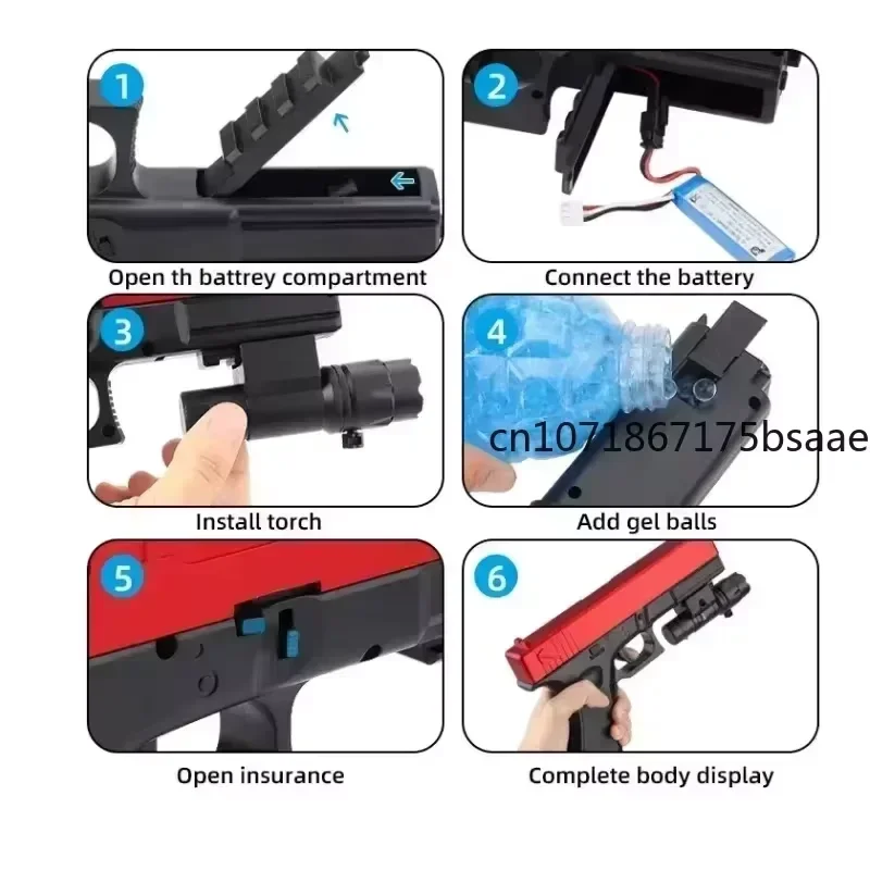 New Black Glock Water Bullet Simulation Pistol 5 day delivery boy Christmas Gift Electric Beams Gel Splatter Gun Toy Shooter