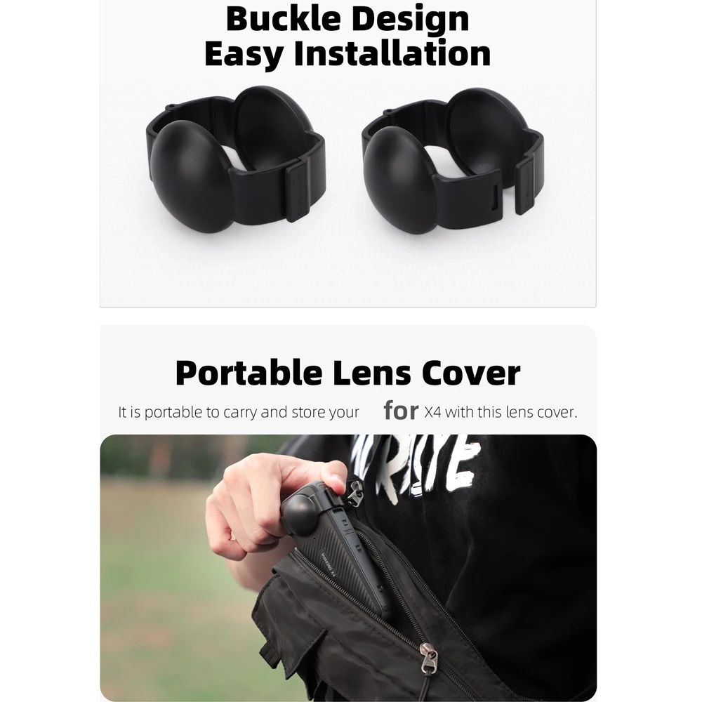 Sunnylife عدسة الغطاء الواقي ل Insta360 X4 غطاء عدسة بانورامية المضادة للسقوط الغبار لملحقات كاميرا Insta 360X4