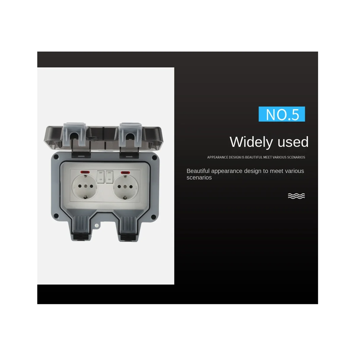 Toma de corriente impermeable para exteriores con interruptor de luz indicadora, toma de pared para habitación húmeda, contacto protector montado en superficie