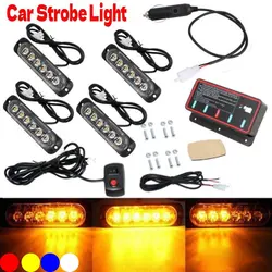 LED Warning Strobe Light Stroboscopes For Auto LED Police Lights 12V Car Grille Emergency Flash Red Blue For Truck Offroad