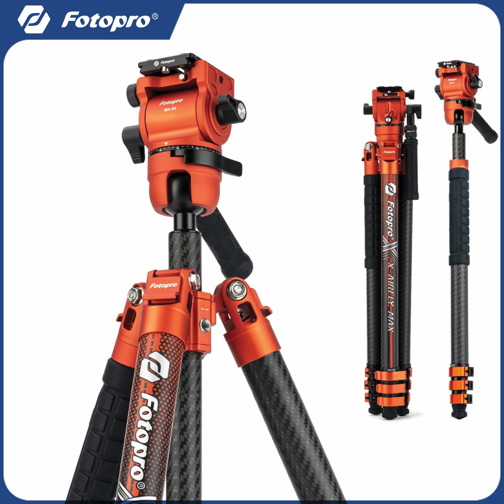 

Fotopro Carbon Fiber Camera Tripod with Fluid Ball Head Flip Lock Effortless 171CM Travel Tripod Monopod