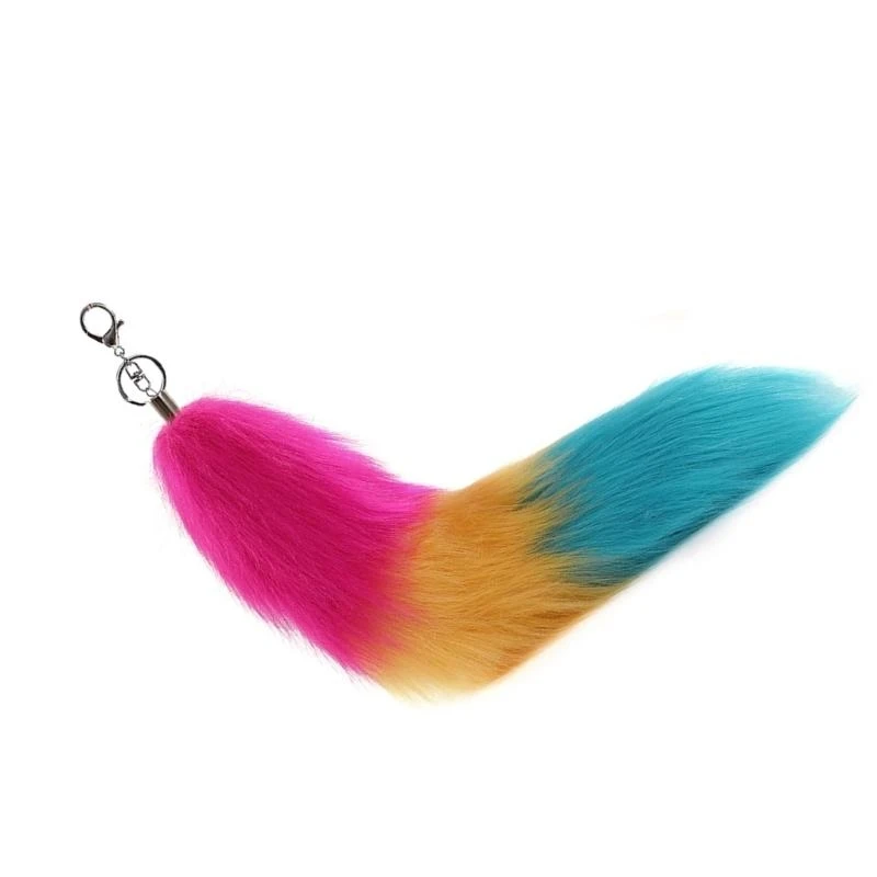 652f FOXES TACKChain Foxes Tail Keyring Pingente cauda macia bolsa macia