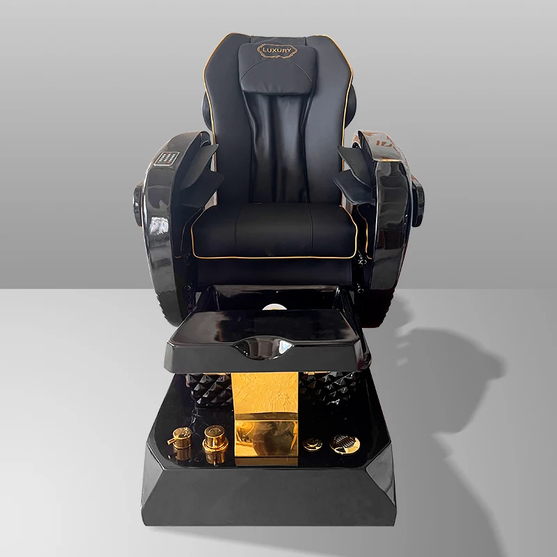 

Black PU Leather Professional Salon Furniture, Pedicure Chair, Luxurious with Foot Bath Basin