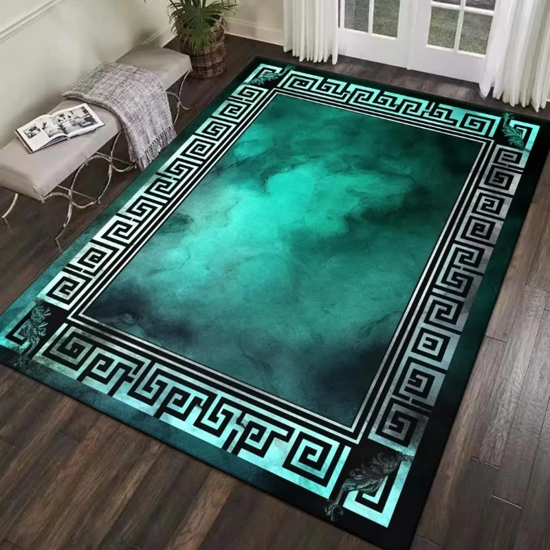 Green Carpet Non Slip Floor Mat for Living Room Bedroom Bathroom Kitchen Polyester Doormats Home Sofa Coffee Table Area Rugs