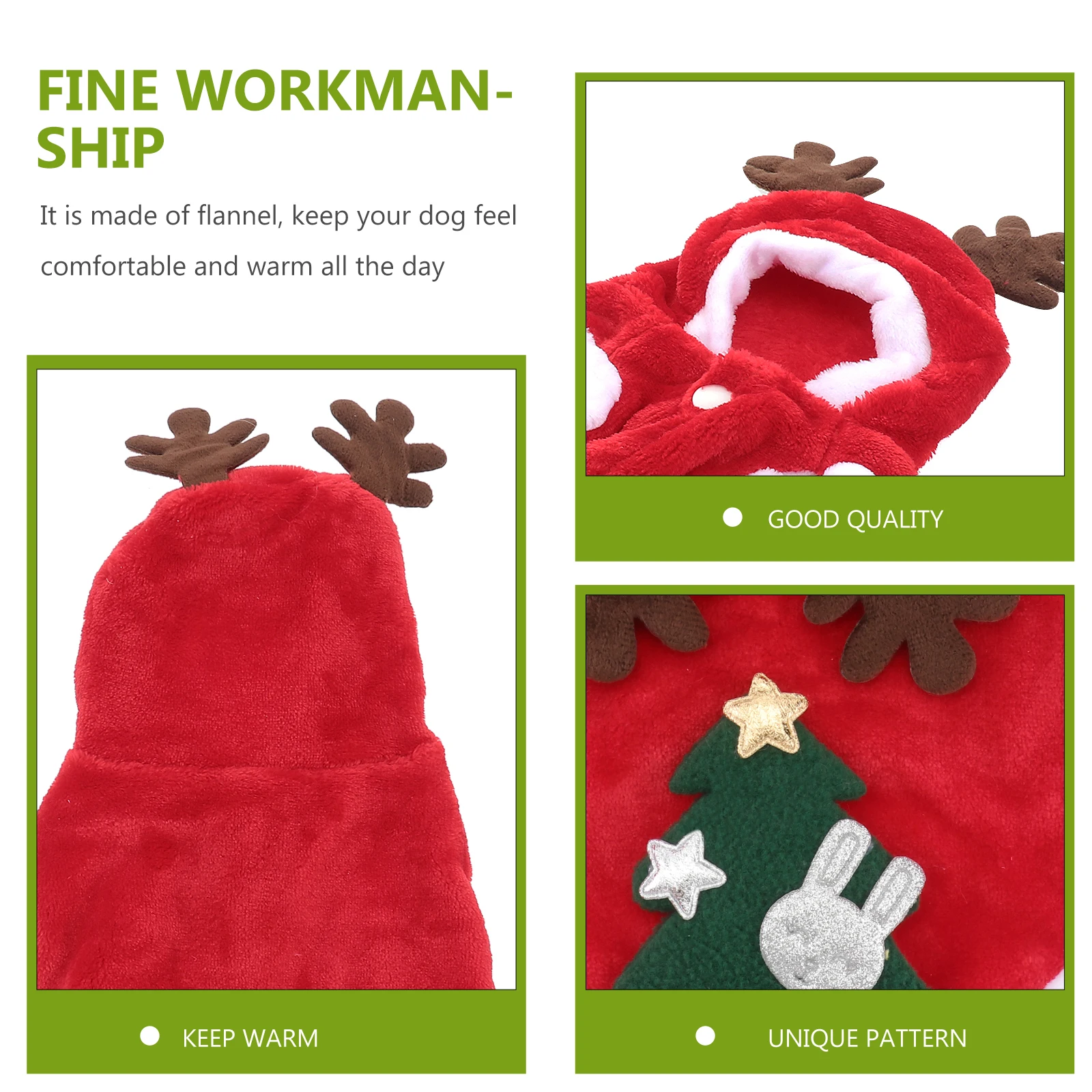 

Flannel Pet Costume Christmas Dog Clothes Warm Hooded Coat Small Puppy Festive Outfit Holiday Party Daily Wear Winter Clothing