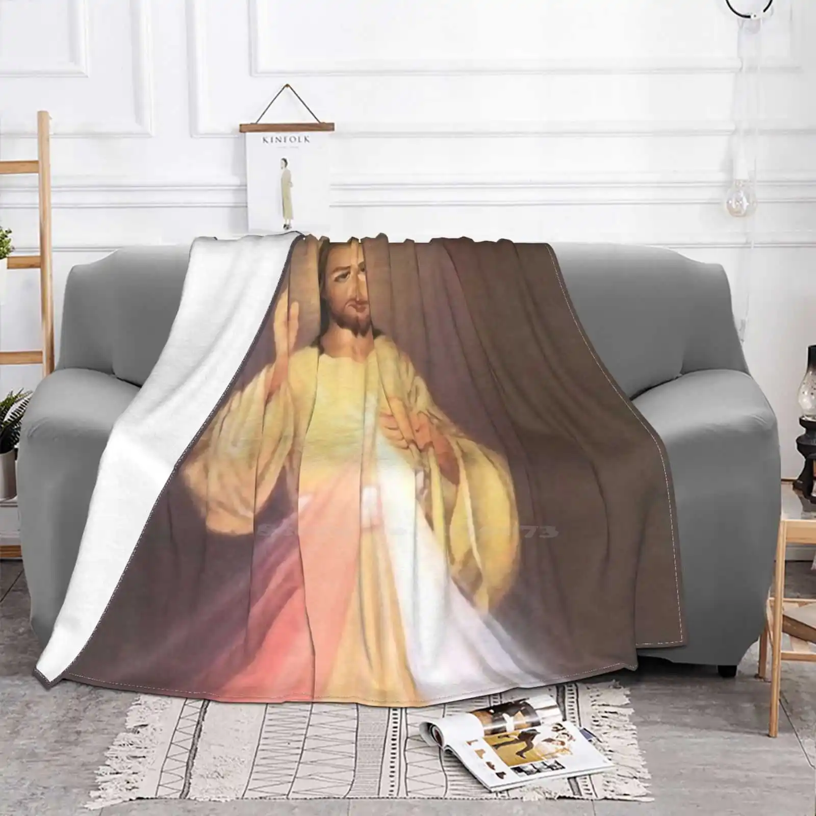 Divine Mercy Hot Sale Printing High Qiality Warm Flannel Blanket Jesus Christ Catholicism Christian Divine Mercy St Faustina