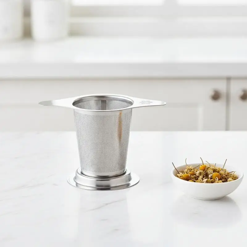 New Loose Leaf Tea Infuser Stainless Steel Single/Double Handle With Lid Fine Mesh Leak Proof Hanging Coffee Filter Strainer