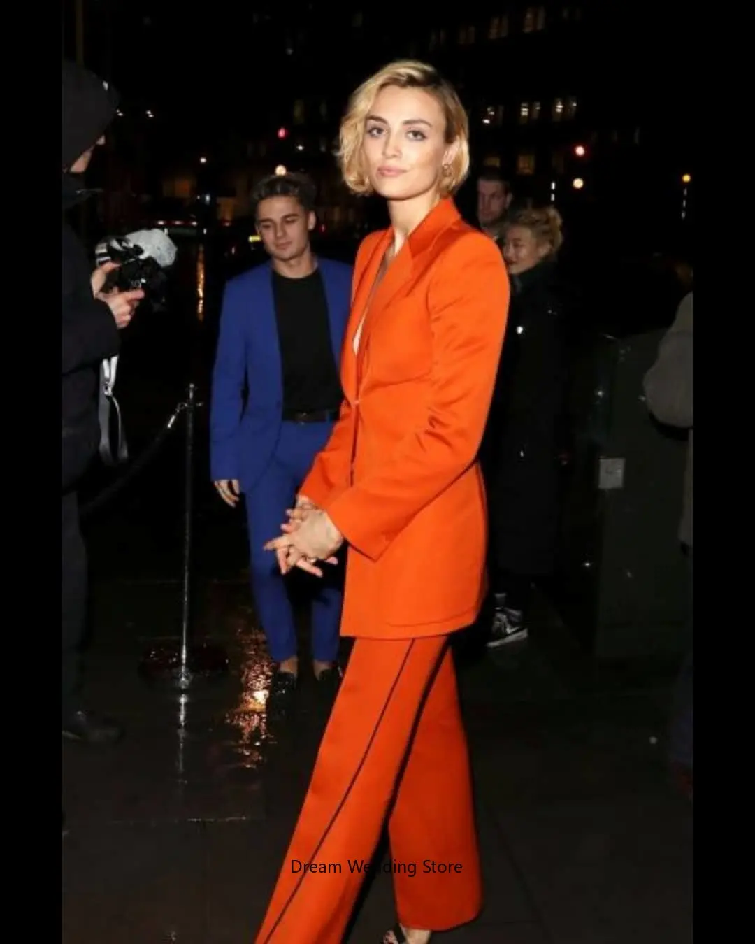 Traje clásico de 2 piezas a la moda para mujer (Blazer + Pantalones), vestido de noche Formal personalizado con un botón y alfombra roja de celebridades