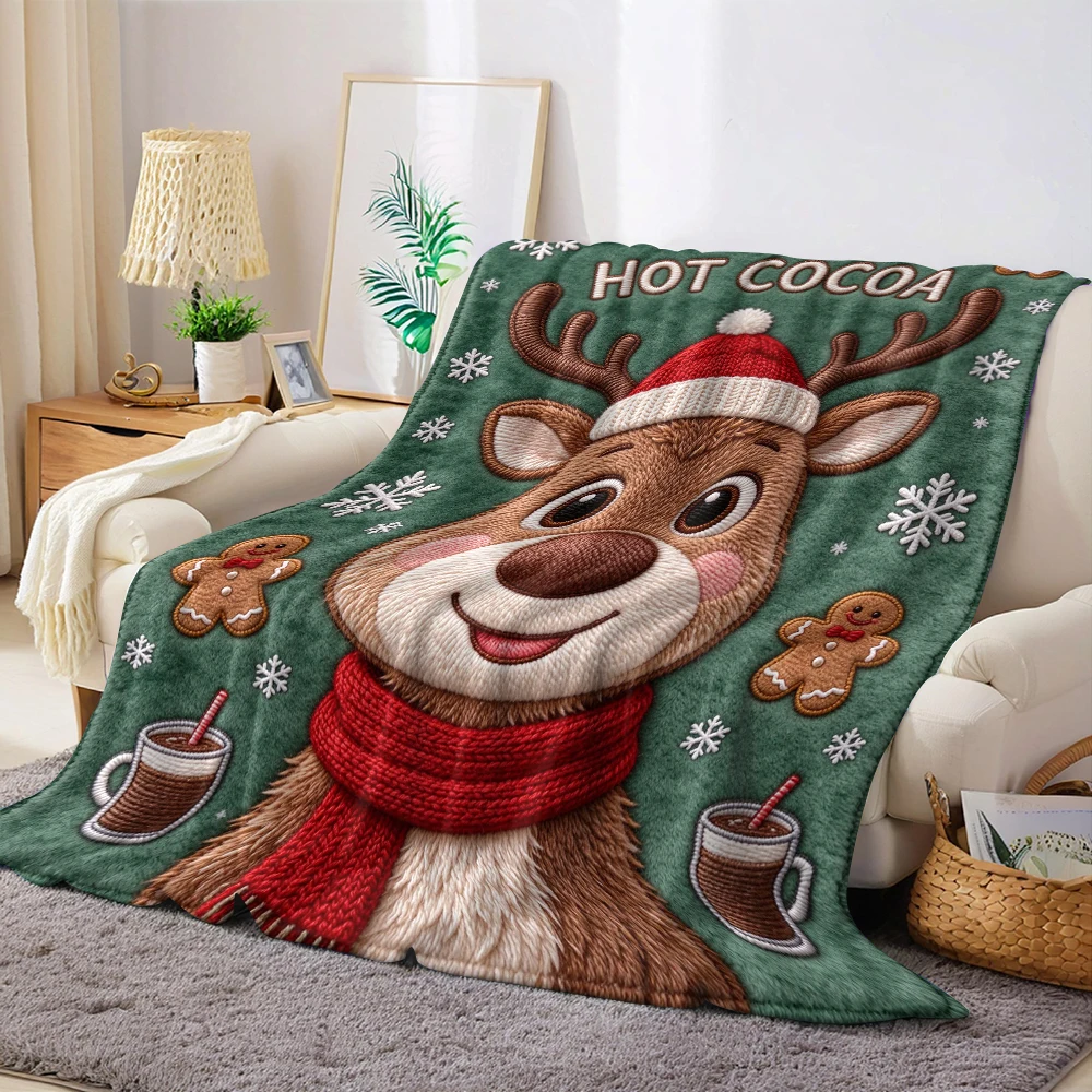 Stitch Gray Bow Soft Flannel Blanket Warm Cozy Throw Blanket for Bedroom Living Room Fuzzy Plush Bedspread Gift for Family