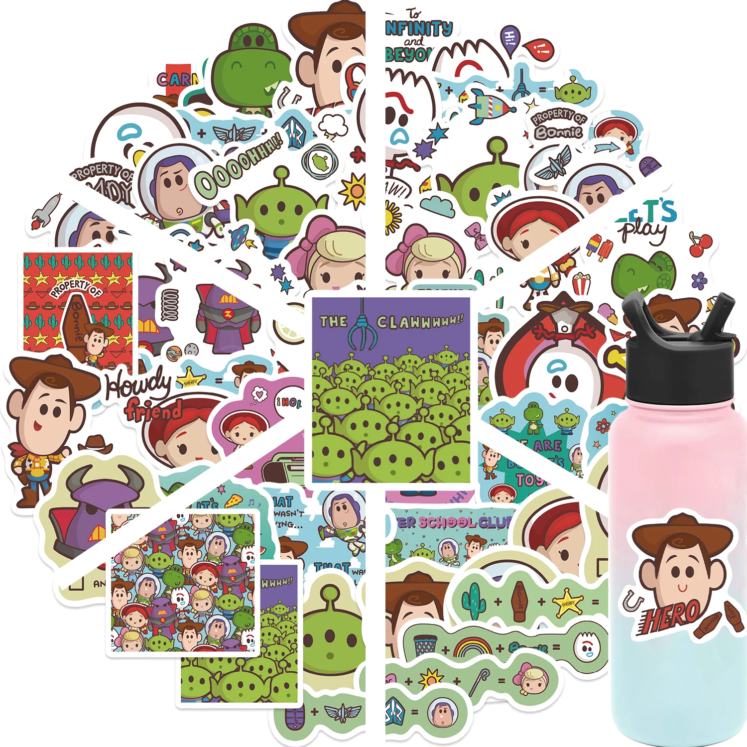 50PCS Disney Toy Story Stickers Movie Anime Cartoon Decal Skateboard Guitar Laptop Cute Kawaii Sticker Pack Kids Girl Boy Toys