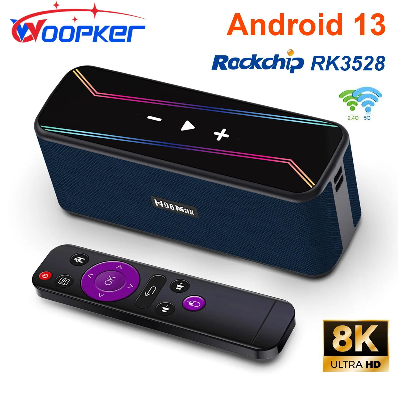 

Woopker M7 TV Box Android 13 Rockchip RK3528 8K UHD Video Decoding Set Top 2.4G/5G Wifi with 2.0 Channel Bluetooth Media Player