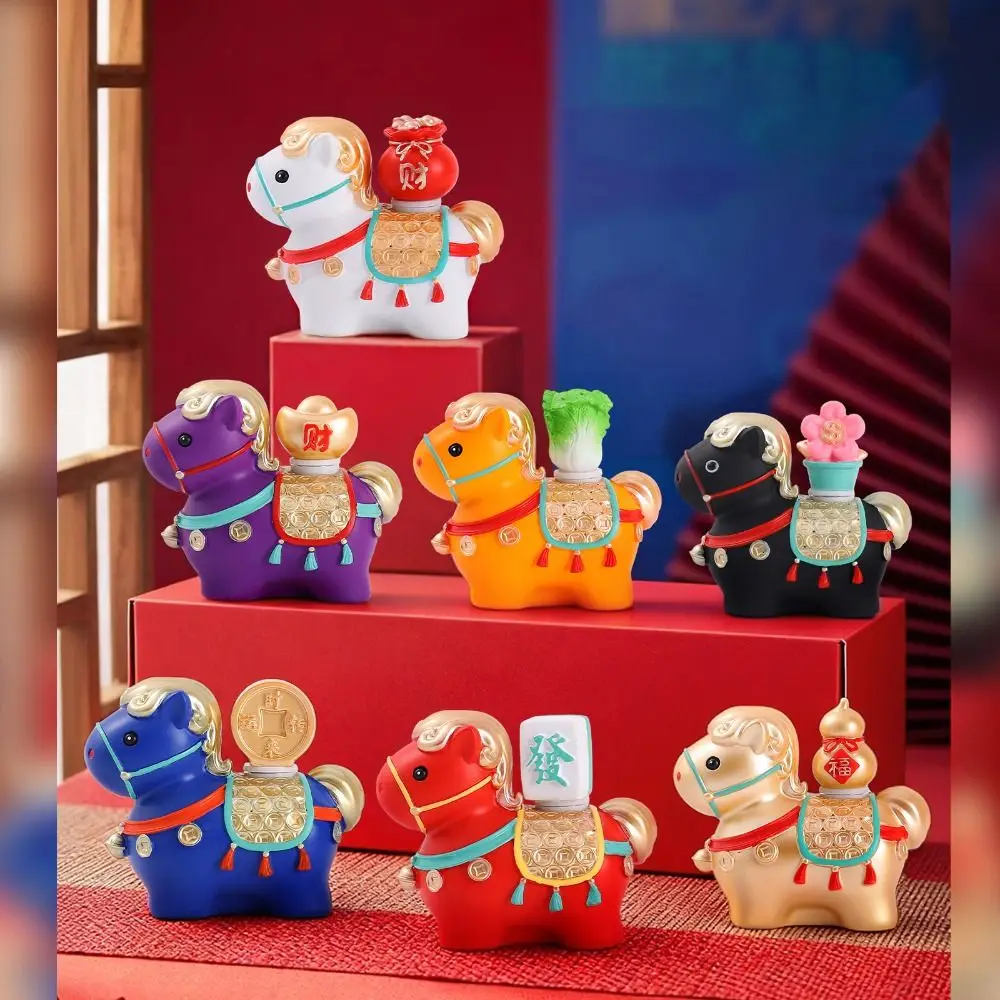 

Новые фигурки лошадей из смолы, мультяшные украшения в виде лошадей, декор для рабочего стола, подарки ручной работы