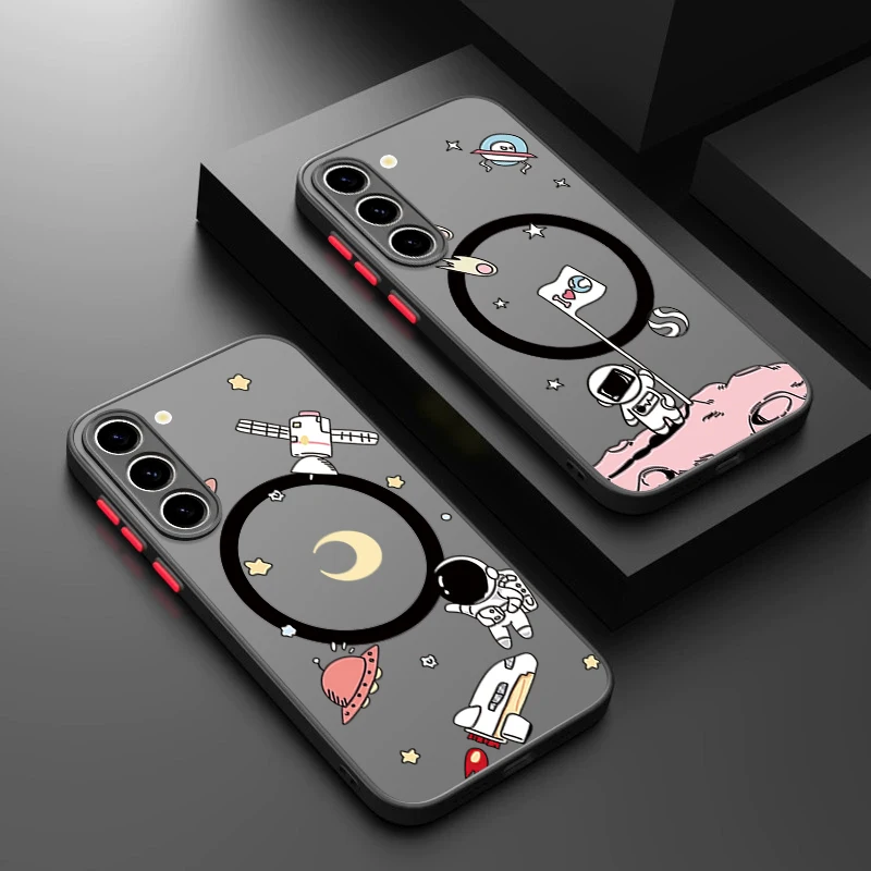 Mond-Astronaut Magnetische Handyhülle für Samsung Galaxy S26 S25 S24 Ultra Plus S24 S25 FE A17 A37 A56 A55 A36 A16 5G Acryl-Cover