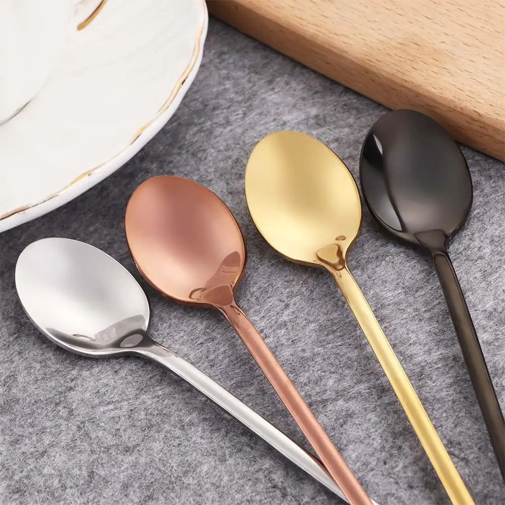 24cm Mixing Stainless Steel Home Kitchen Tools Long Handle Spoon Ice Cream Spoon Coffee Spoon Teaspoons view 3