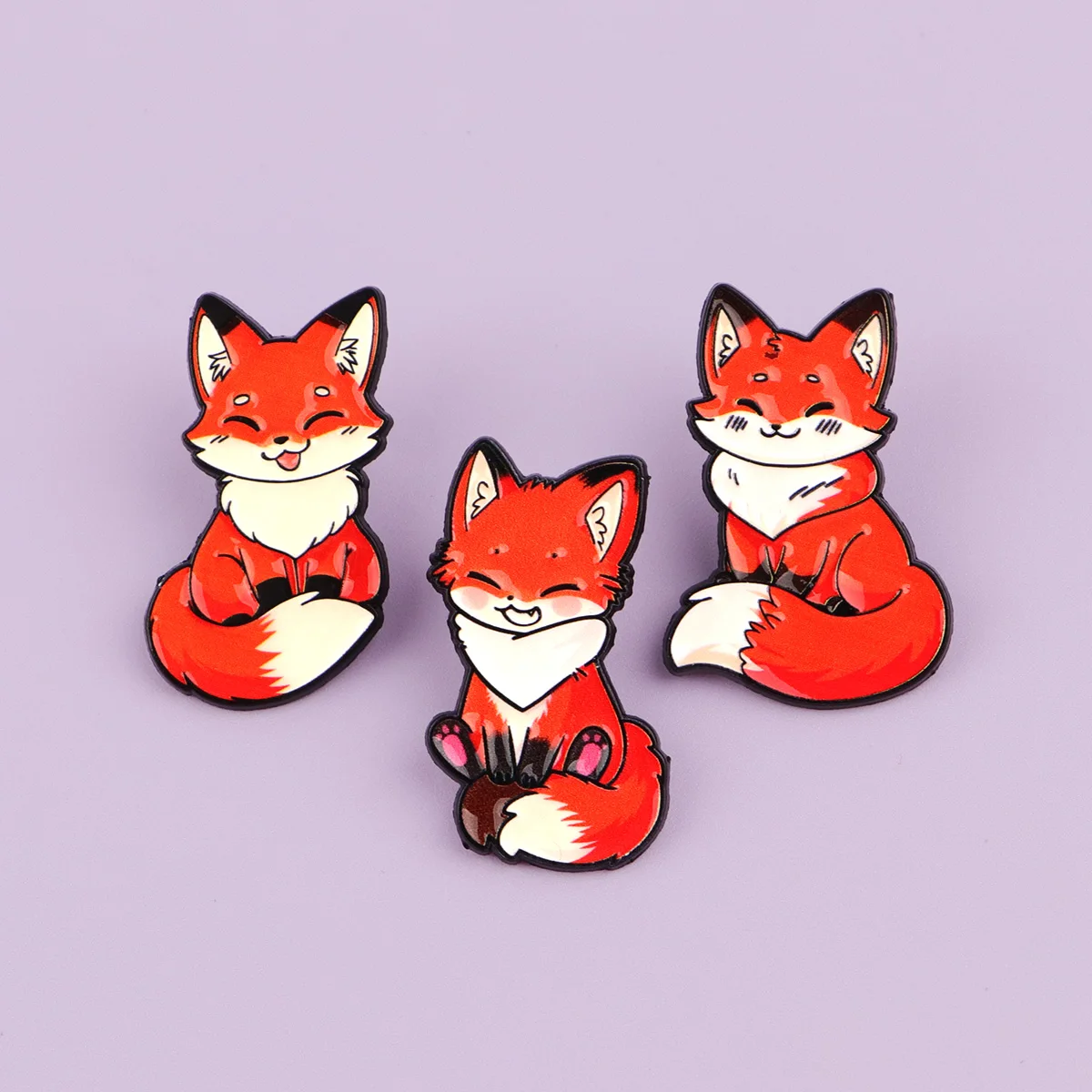 3 stücke Nette Fuchs Broschen Für Frauen Emaille Pin Cartoon Tier Metall Abzeichen Schmuck Kleidung Rucksack Zubehör Freunde Geschenk