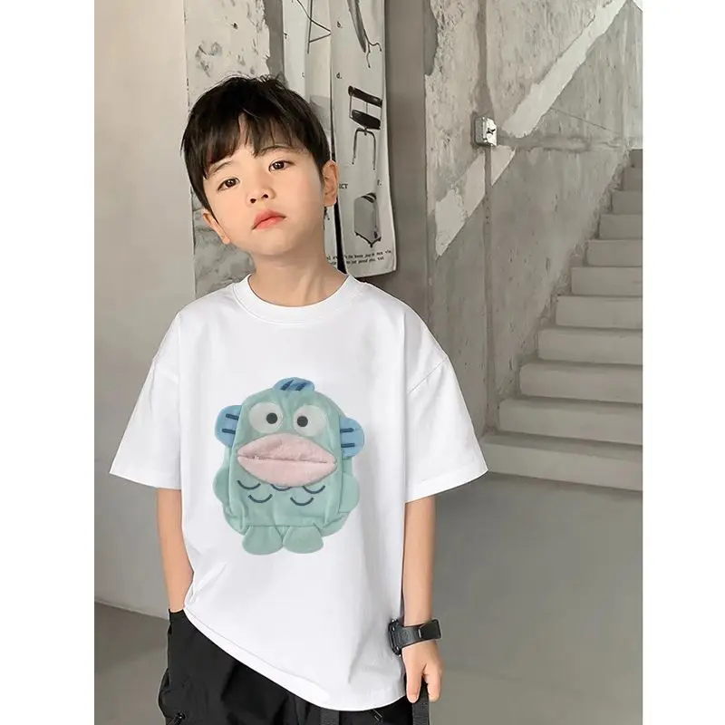 Miniso مضحك Hangyodon تي شيرت حمل ورقة معك الإبداعية الجديدة لطيف الكرتون ثلاثية الأبعاد البكم ورقة تي شيرتات قصيرة الاكمام بلايز متعة هدية #6