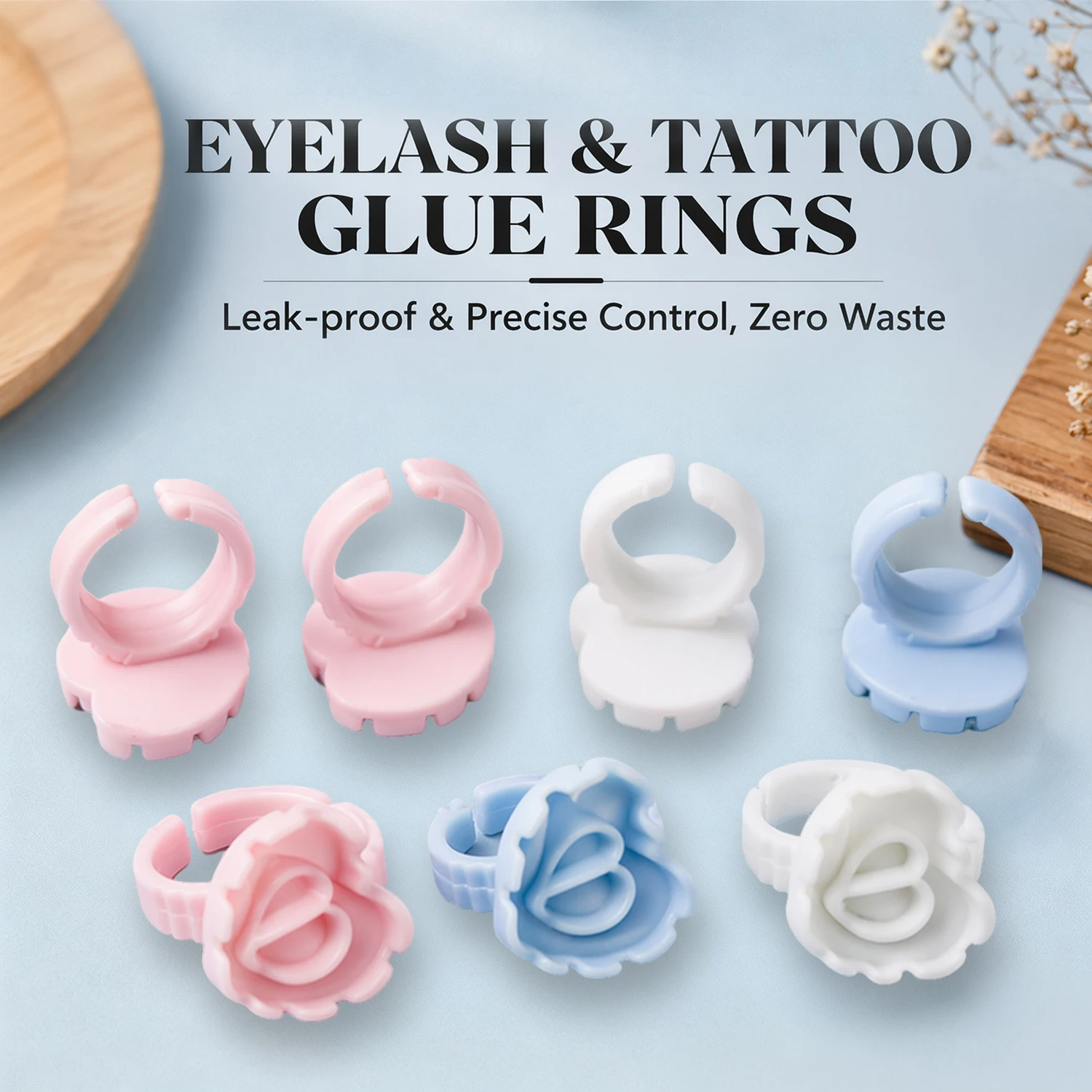 Eyelash Tattoo Glue Rings Adjustable Pigment Holder Rings Double Slot Leak Proof Design 3 Colors For Beauty Salon Tattoo Supplie
